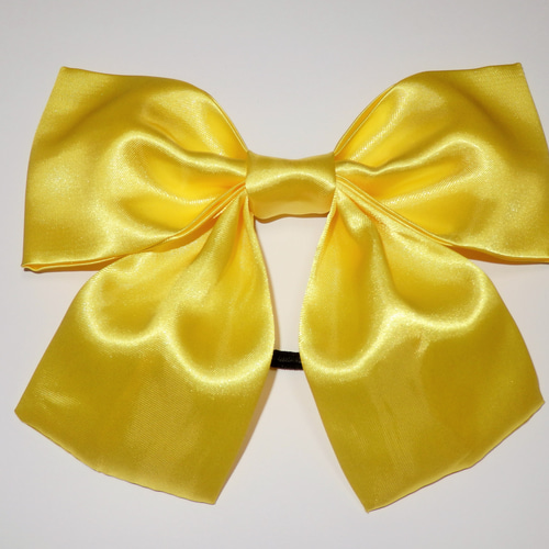 リボン ヘアゴム イエロー サテン 大きめ 発表会 着物 ヘアアクセ