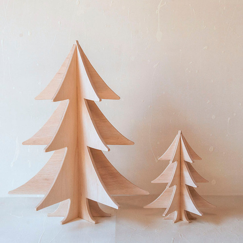 高さ45cm】立体クリスマスツリー ナチュラルな木製もみの木