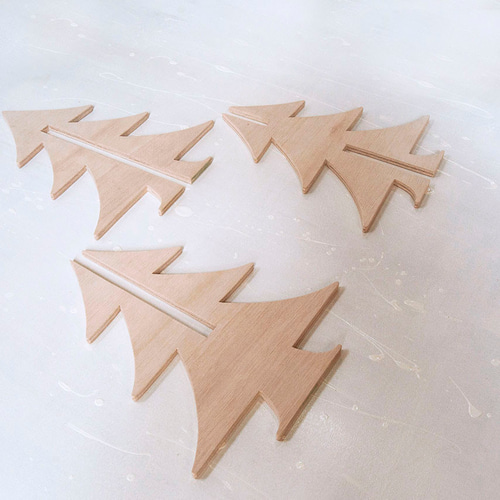 高さ30cm】立体クリスマスツリー ナチュラルな木製もみの木 オブジェ