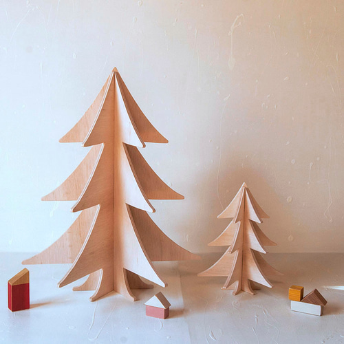 高さ30cm】立体クリスマスツリー ナチュラルな木製もみの木 オブジェ