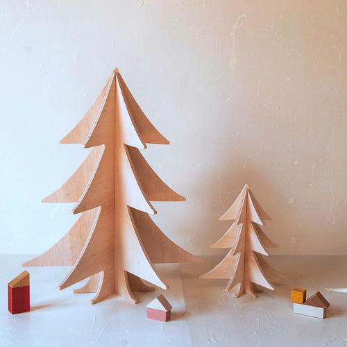 高さ30cm】立体クリスマスツリー ナチュラルな木製もみの木