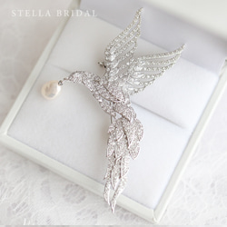 Stella Bridal＊母の日やフォーマルにも＊キュービックジルコニア クリスタルバードブローチ 5枚目の画像