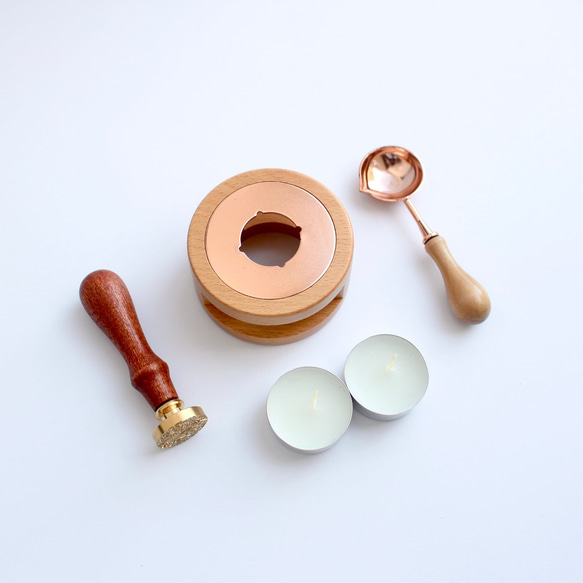 【Rose pink】シーリングスタンプ用　Melt Pot Set【Natural wood】 1枚目の画像