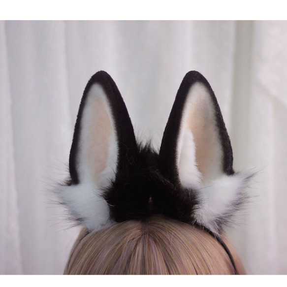 【受注生産】うさぎ耳カチューシャ 手作り リアルな毛皮のような ペットの耳ヘアアクセサリー   シミュレーション動物の耳 2枚目の画像
