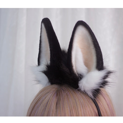 【受注生産】うさぎ耳カチューシャ 手作り リアルな毛皮のような ペットの耳ヘアアクセサリー   シミュレーション動物の耳 3枚目の画像