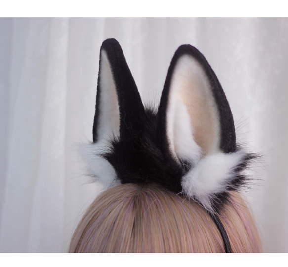【受注生産】うさぎ耳カチューシャ 手作り リアルな毛皮のような ペットの耳ヘアアクセサリー   シミュレーション動物の耳 3枚目の画像