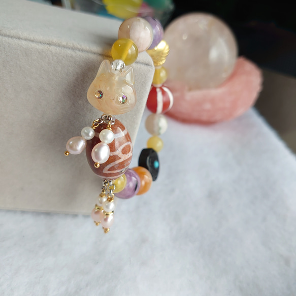 珍しい猫の天珠クィーンコンクシェル回文殊と合わせた