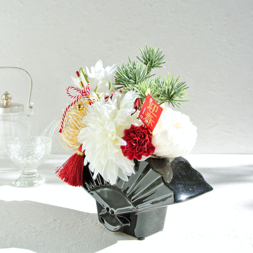 華やか お正月飾り 迎春 和モダン アレンジメント アーティフィシャル