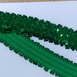ゴム(伸縮) スパンコールブレード  グリーン 巾３㎝/巾６㎝ 20cm単位 2枚目の画像