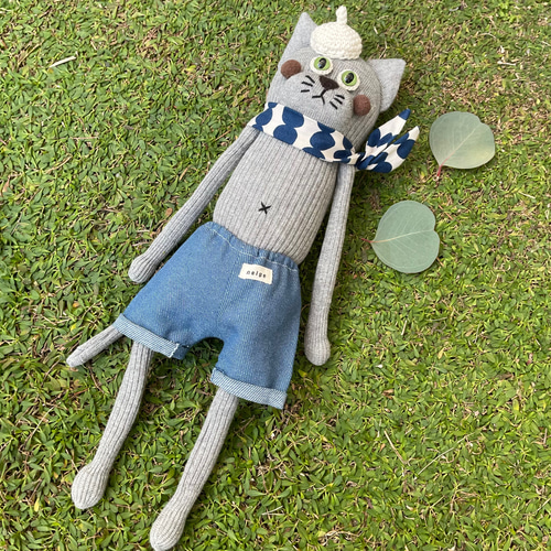 グレーの猫ちゃん(男の子) ソックキャット ソックモンキー  猫ぬいぐるみ グレーの猫ちゃん(男の子) ソックキャット ソックモンキー 猫