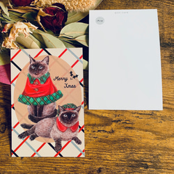 ポストカード シャム猫姉妹のクリスマス 2枚目の画像