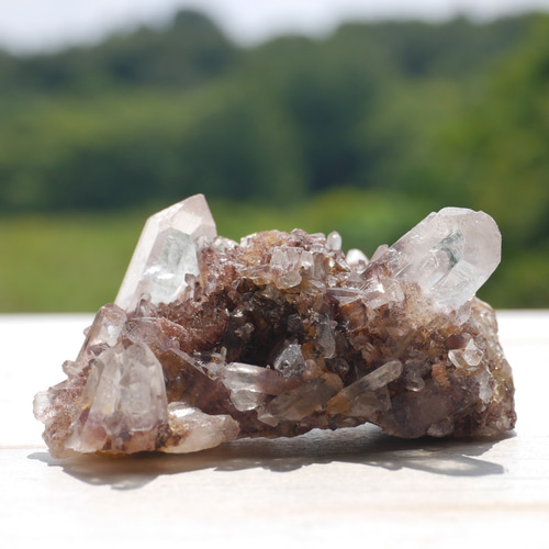 10%OFFSale天然石レッドファントムクォーツ約69mm赤富士水晶クラスター