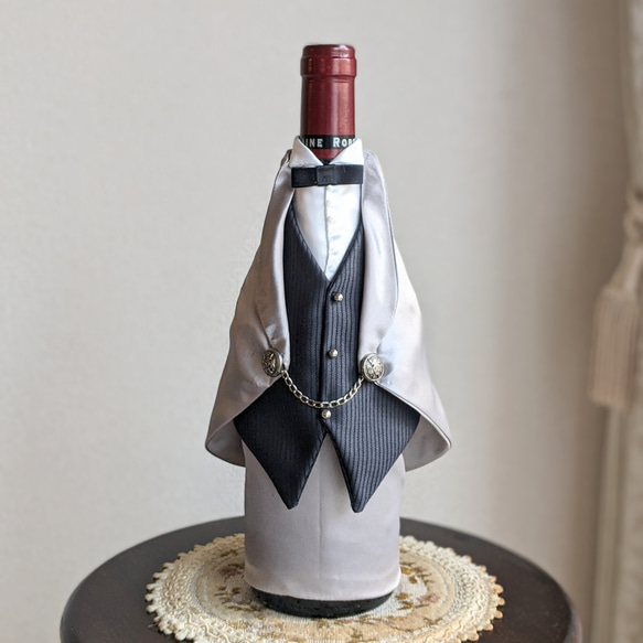 【新作】ワインボトルのタキシード　　シルバー　 6枚目の画像