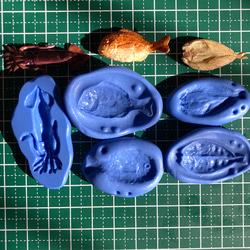 鯛　お祝い　イカ　ホッケ　魚　ミニチュア フード　海鮮　粘土　型　シリコンモールド 1枚目の画像