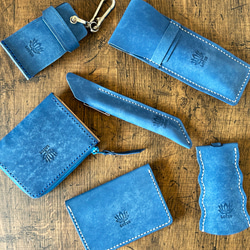 【ペンケース】　イタリア　プエブロレザー　ブルー　Cobalt　かわいい　おしゃれ　本革　ヌメ革 6枚目の画像