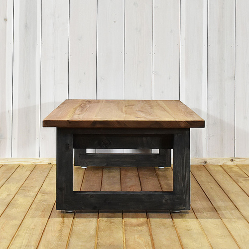 幅120㎝ センターテーブル 無垢材 RONOJI 黒脚 ローテーブル リビング