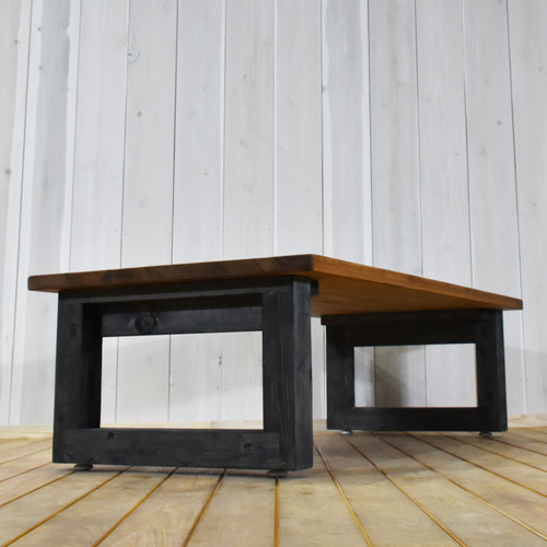 センターテーブル 110幅 無垢 一枚板風 黒脚 センターテーブル 110幅 無垢 一枚板風 黒脚 センターテーブル