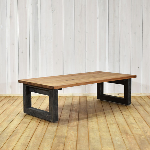 センターテーブル 110幅 無垢 一枚板風 黒脚 センターテーブル 110幅 無垢 一枚板風 黒脚 センターテーブル