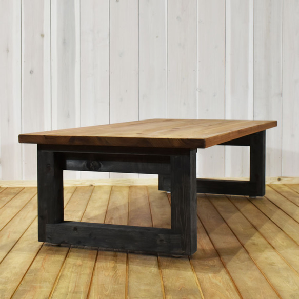 幅100㎝ センターテーブル 無垢材 RONOJI 黒脚 ローテーブル リビング