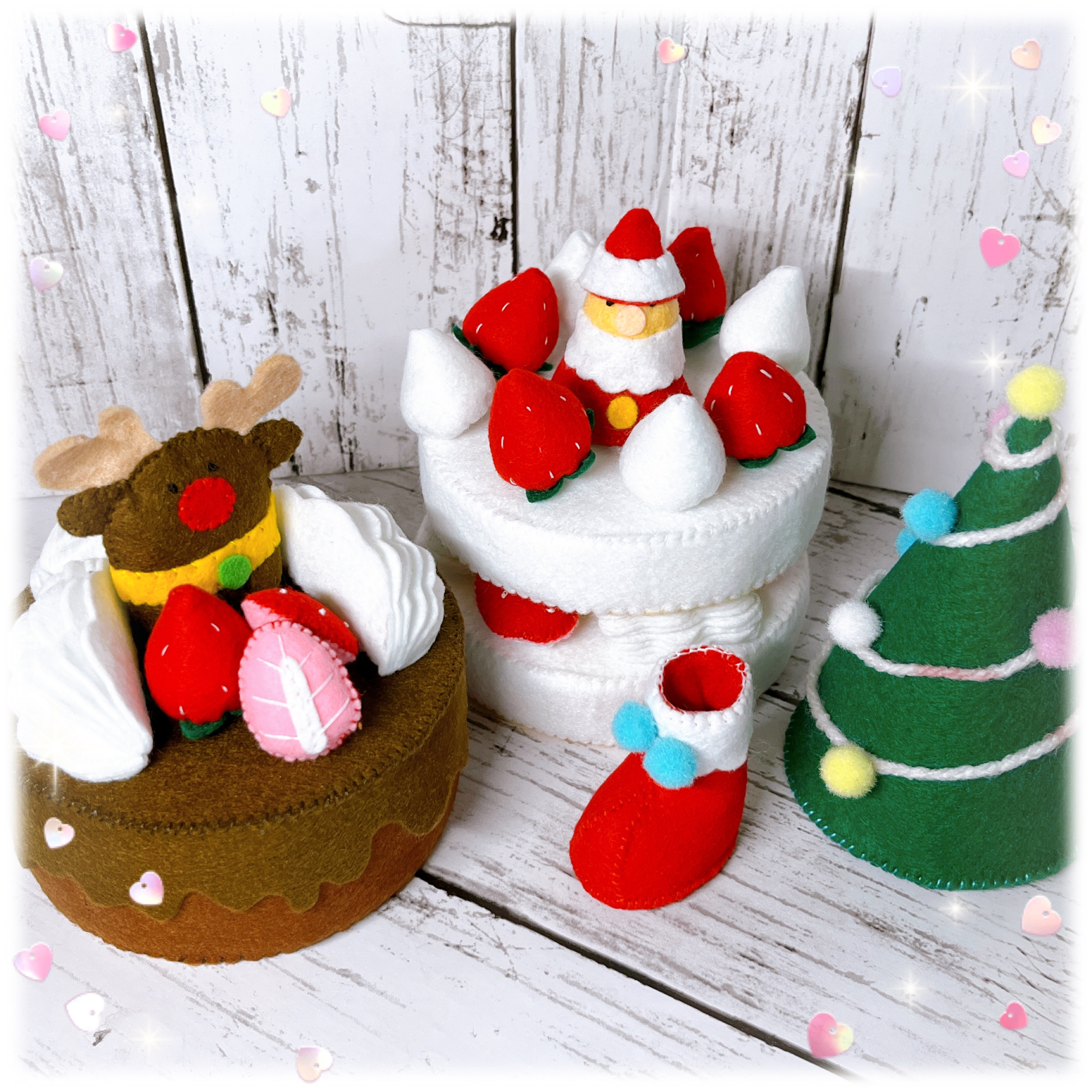 フェルトのクリスマスケーキ☆フェルトままごと おもちゃ・人形 Tama