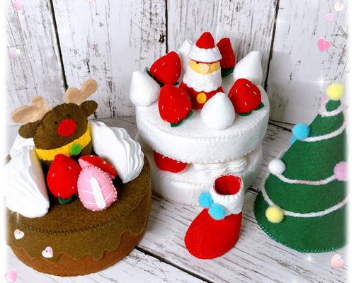 ＊フェルト おままごと＊  クリスマスケーキ 6a729ea9f8f0e378f6d26bfc5dc2cc