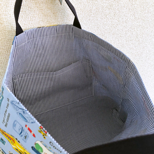 鉄道好きな男の子に！新幹線や電車柄（水色）のレッスンバッグ・絵本