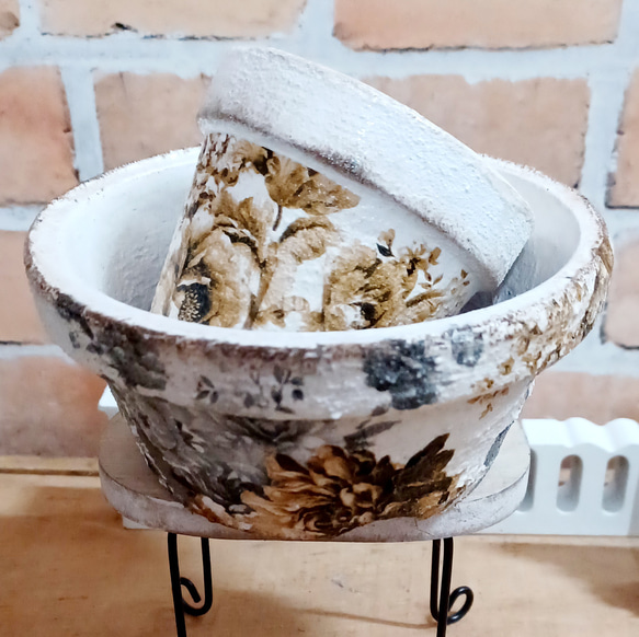 ルブの森★ リメ鉢♡リメイク鉢♡ハンドメイド♡5号鉢 リメ鉢♡リメイク鉢♡ハンドメイド - メルカリ
