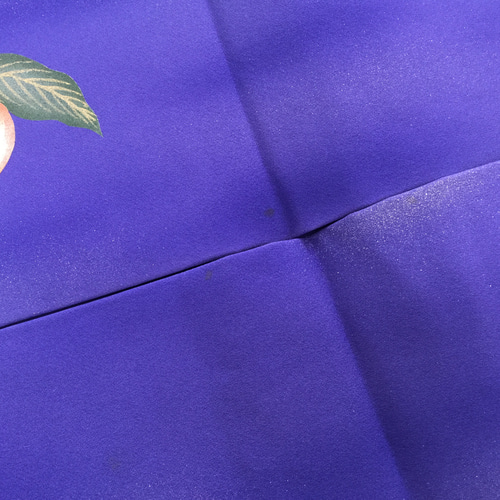 ワケありな逸品】アンティークフルーツの名古屋帯 青紫色 手描き友禅