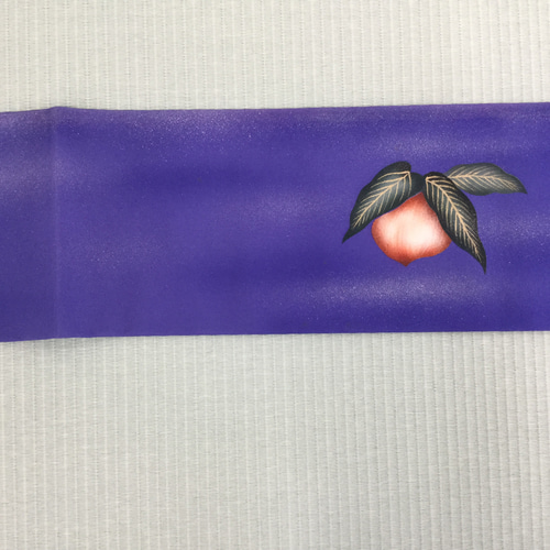 ワケありな逸品】アンティークフルーツの名古屋帯 青紫色 手描き友禅