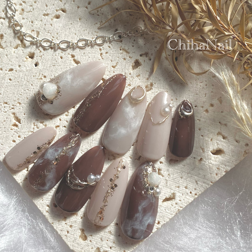 ニュアンスネイル 大人ネイル 冬ネイル ネイルチップ もやもやネイル