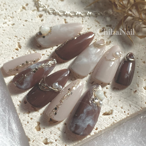 ニュアンスネイル 大人ネイル 冬ネイル ネイルチップ もやもやネイル