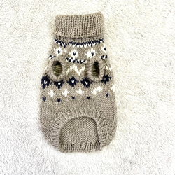 【再販1】小型犬用手編みセーター★グレー＋ネイビー★ロピ風★ペットセーター★犬のセーター★犬服 6枚目の画像