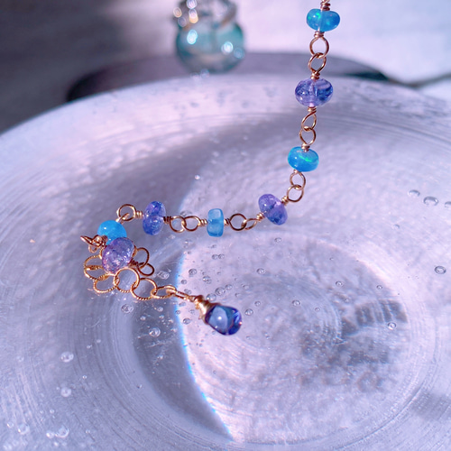 14kgf オパールとタンザナイトのブレスレット◝✩小粒♡ 14kgf タンザナイトとオパールのブレスレット◝✩PG