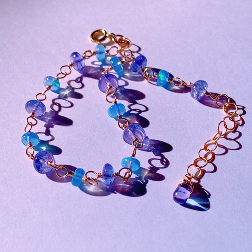 14kgf オパールとタンザナイトのブレスレット◝✩小粒♡ 14kgf オパールとタンザナイトのブレスレット◝✩小粒♡