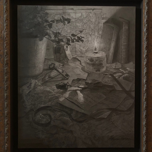『Composition UH』 絵画・現代アート・鉛筆画・原画・額縁付 宇宙旅行 色鉛筆 原画 イラスト 絵 額縁 アート 絵画 電車 art