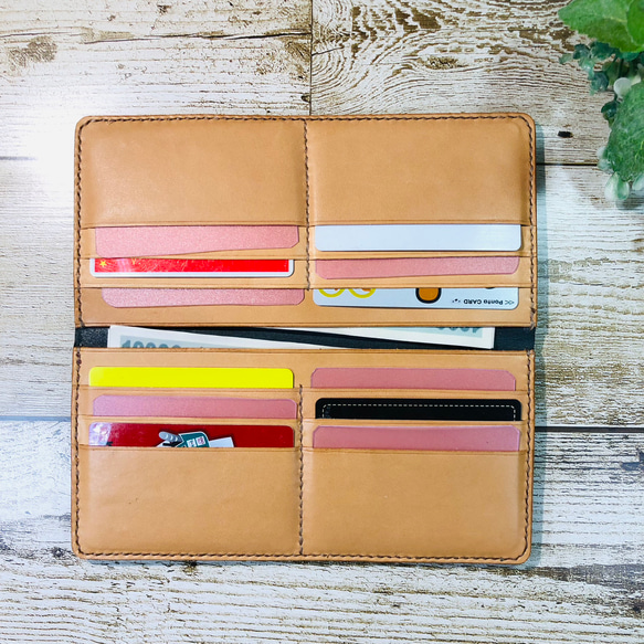 本革製ひたすら薄い長財布　両面カードポケット 4枚目の画像