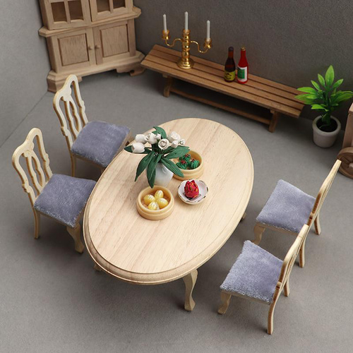 オビツ11 OB11 1/12ドール家具 ミニ家具 木製テーブル 木製椅子 ドール