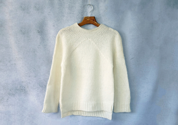 即納可】もこもこアルパカ・ラグランニット(N-400094-白）・ペルー  