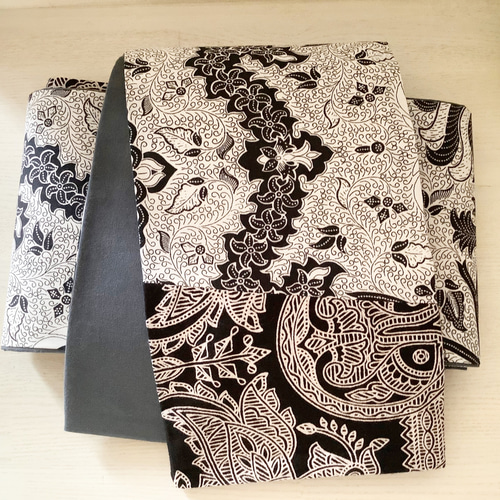 ◇バティック半幅帯パッチワーク119 monotone batik／kimono