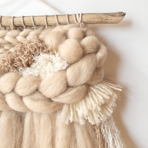 流木 ウィービングタペストリー 『sweet milk tea, h.』 一点もの】流木 ウィービング タペストリー 『Milk tea,f