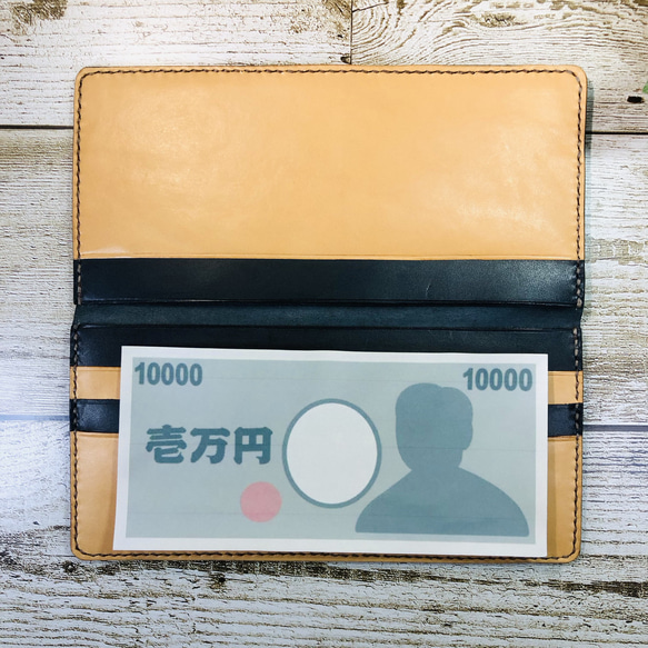 本革製ひたすら薄い長財布　片面カードポケット 8枚目の画像