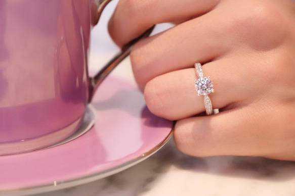 婚約指輪】0.5ct テーパードパヴェリング（プラチナ・18KYG・18KPG 