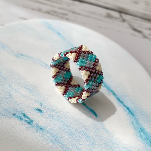 14号 限定 ひし形 ビーズ リング 指輪・リング イロサチ 通販 15168448