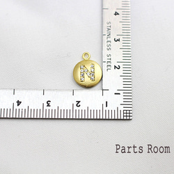 [數量有限] [1 piece] Cubic initial flat round charm [E] [Matte gold] 第3張的照片