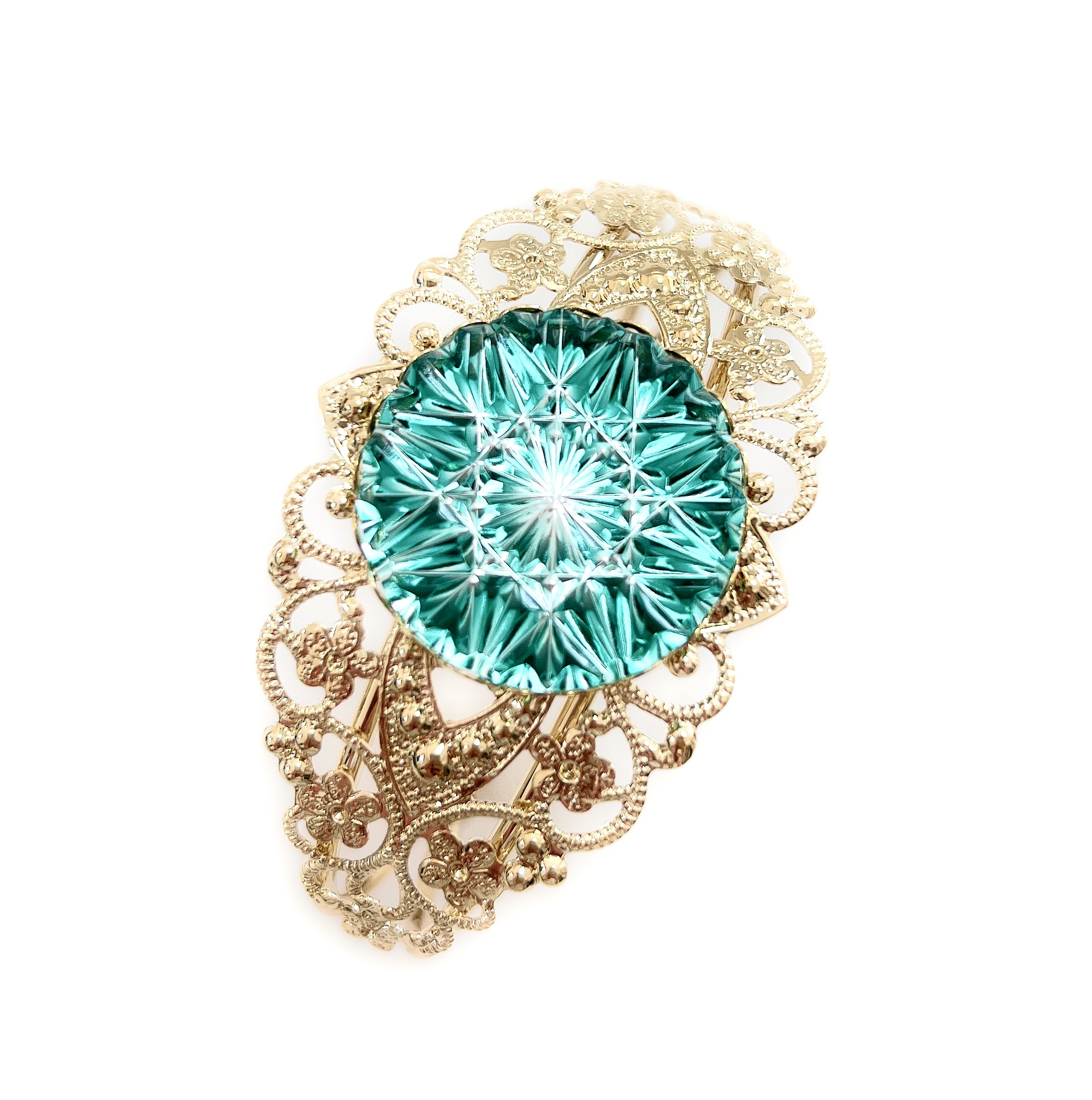 東京切子バングル　ひまわり　ダークグリーン・ゴールド