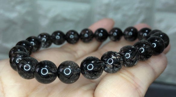 天然高品黑髮晶手珠  極上ブラックルチルブレスレット Black Rutilated Quartz 第9張的照片