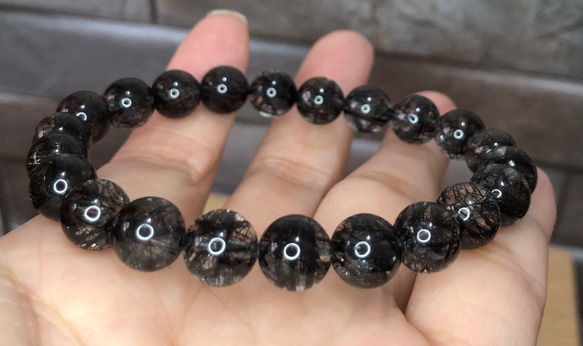 天然高品黑髮晶手珠  極上ブラックルチルブレスレット Black Rutilated Quartz 第8張的照片