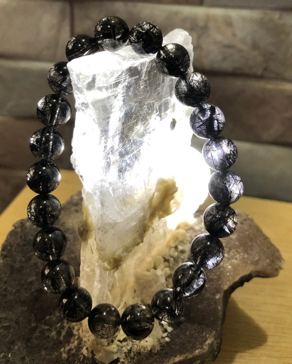 天然高品黑髮晶手珠  極上ブラックルチルブレスレット Black Rutilated Quartz 第5張的照片