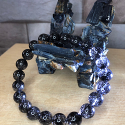 天然高品黑髮晶手珠  極上ブラックルチルブレスレット Black Rutilated Quartz 第4張的照片