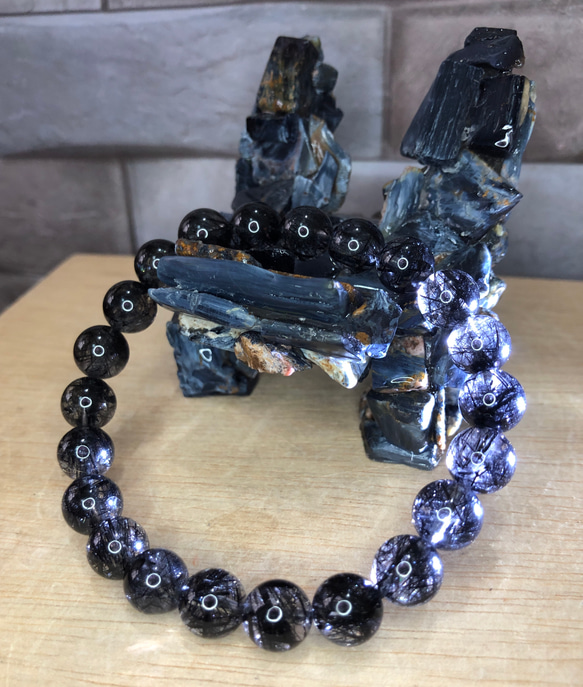 天然高品黑髮晶手珠  極上ブラックルチルブレスレット Black Rutilated Quartz 第4張的照片